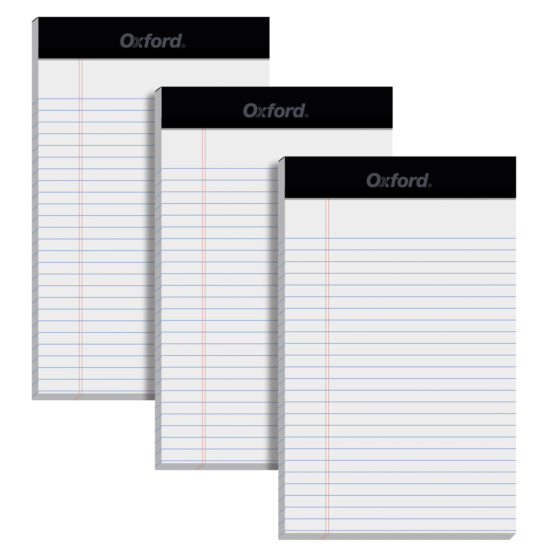 Oxford 5 x 8 Inch Legal Pads 3 Pack Narrow Ruled on Both Sides White Lined Paper 50