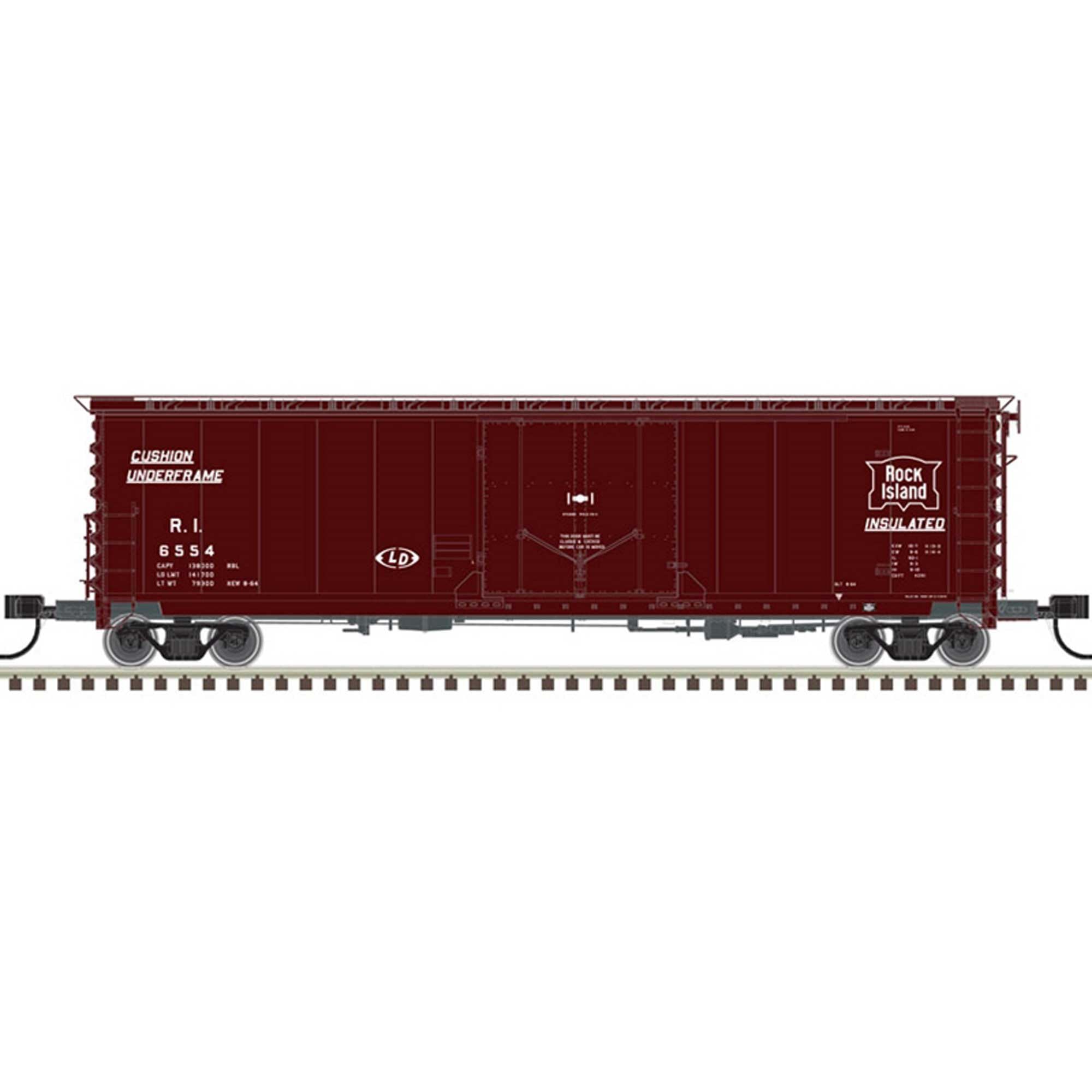 Atlas N Scale 50' GA RBL Plug-Door Boxcar Rock Island (Boxcar Red/White) #6508