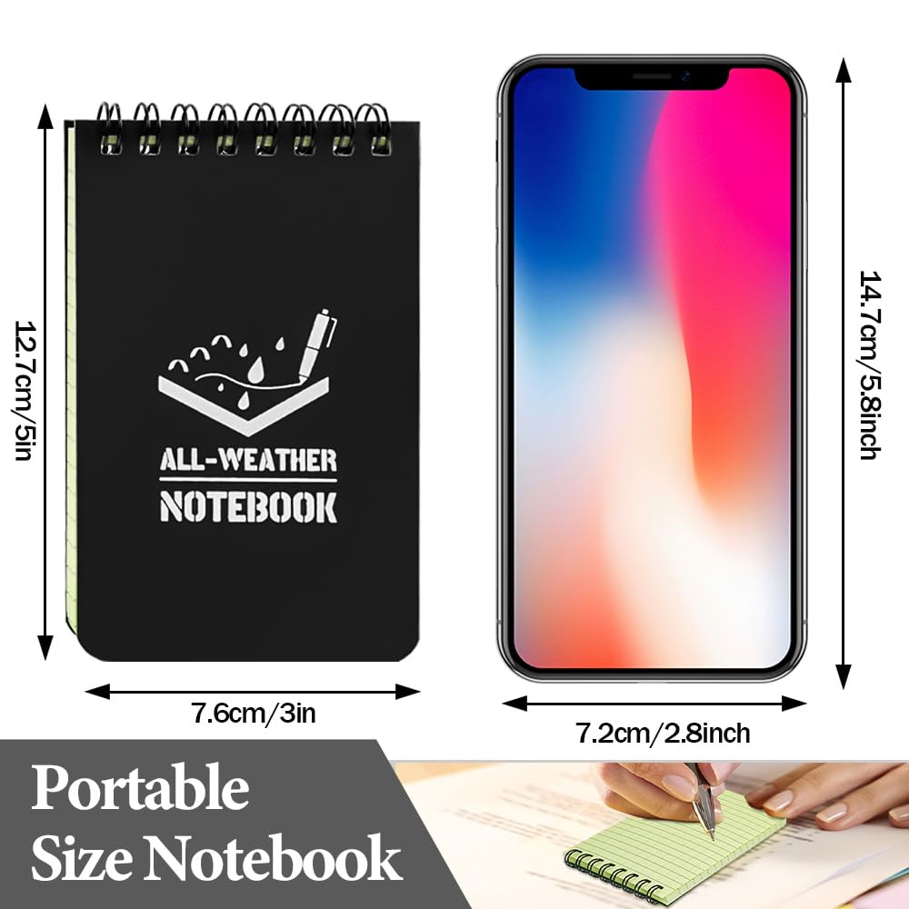 BOJVESH 10 Pack Waterproof Notebook, 3x5 inch Pocket Notepad, All Weather Pocket Notebook - Image 2