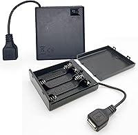 Vista 1 de Paquete de 2 cajas de batería 4AA, 4 soportes de batería AA con cable USB, 6 V (4 x 1.5 V), 4 ranuras x caja de batería de 1.5 V con interruptor