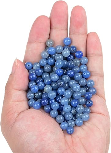 Miniatura 2 de Bymitel - 210 cuentas de cristal natural, piedras preciosas redondas energéticas y curativas sueltas con cordón elástico para hacer joyas, pulseras