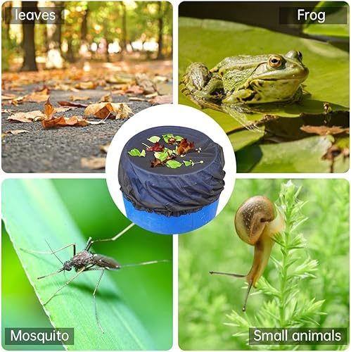 Miniatura 3 de Cubierta de malla para barriles de lluvia con cordón, protector de tanque de cubos de recolección de agua, cubierta de cubos de recolección de agua