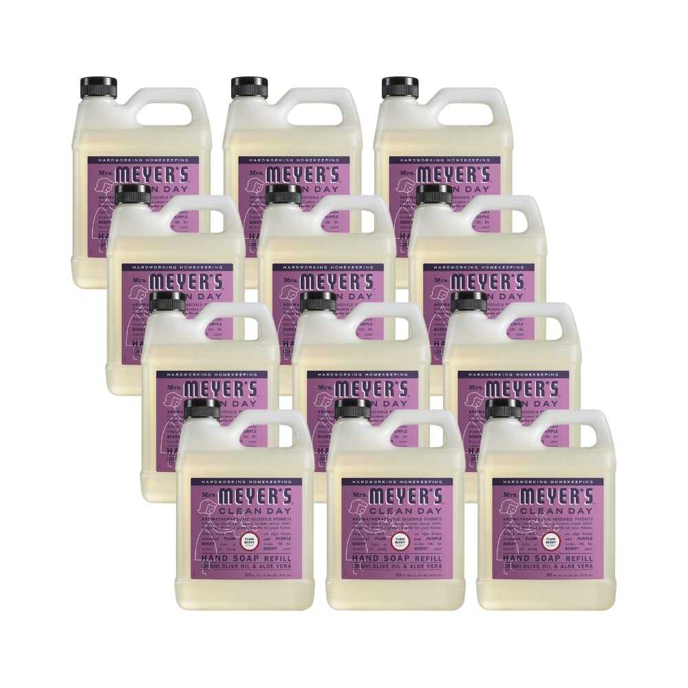 MRS. MEYER'S CLEAN DAY Plum Berry Scent Hand Soap Refill, 33 Fl Oz (Pack of 12)