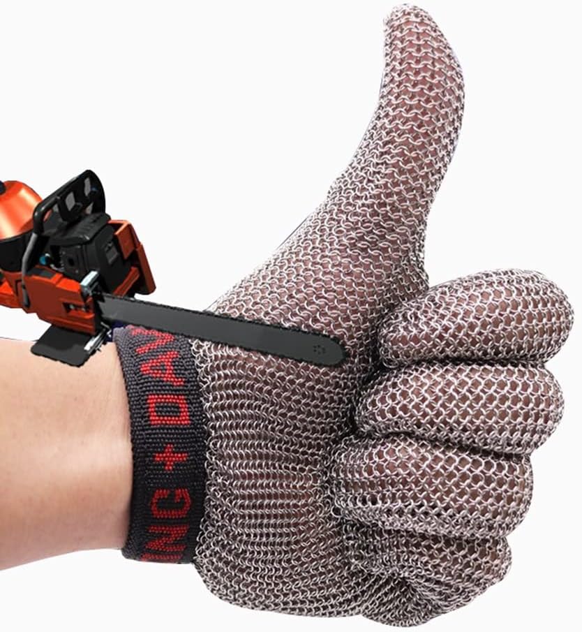 Cut Resistant Gloves Chain Mail Gloves, Restaurant Slaughterhouse Supermarket Safety Work Gloves, Nylon Wrist Strap (Size : A Pack of one/L)