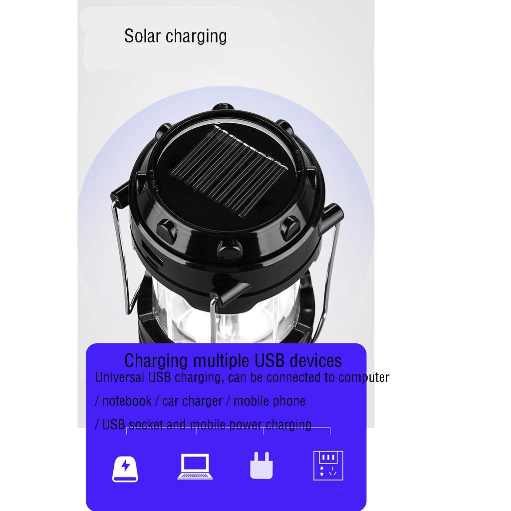 Linterna solar portátil para camping, luz recargable impermeable para tienda de campaña, patio, jardín, fallo de energía de emergencia, actividades al aire libre, iluminación nocturna
