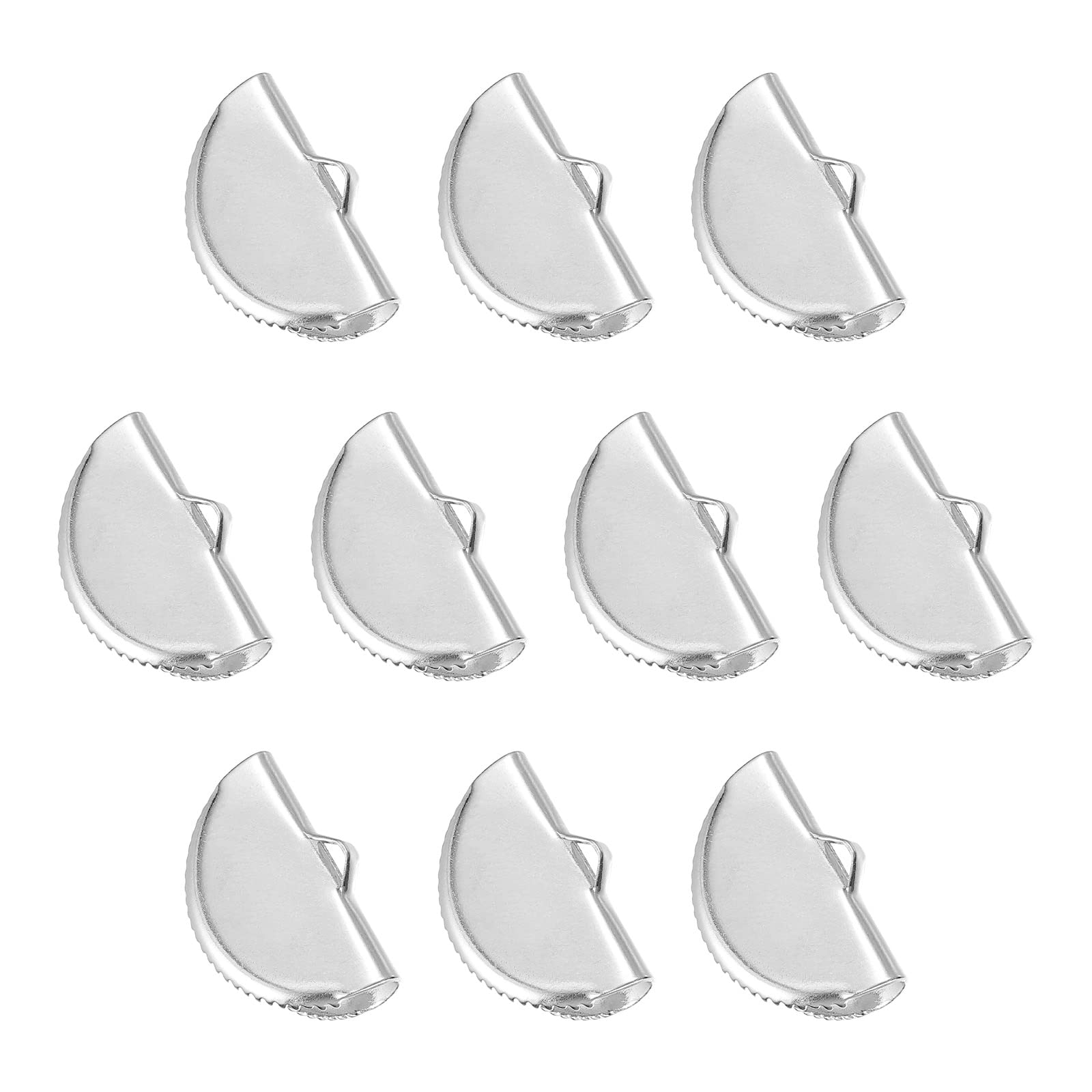 sourcing map 100Pcs Ribbon Crimp Clamp Ends, 20mm Half Round Bookmark Pinch Cord End Clasps for DIY Craft Making, Platinum Tone