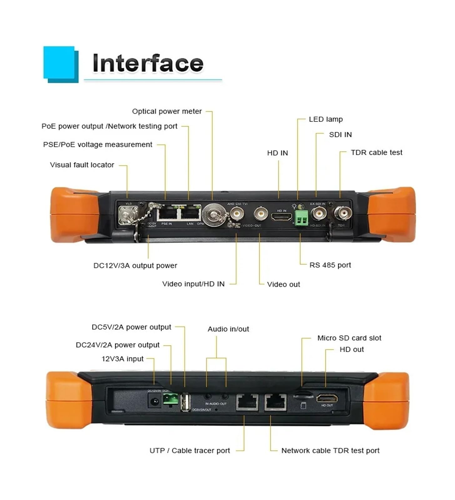 Testeur de vidéosurveillance HD 8K 8 pouces, moniteur IP /8MP TVI/CVI/AHD et caméra CVBS, testeur HD SDI/EX SDI, résolution 2048x1536, compteur de vidéosurveillance(X9-ADHS PRO)