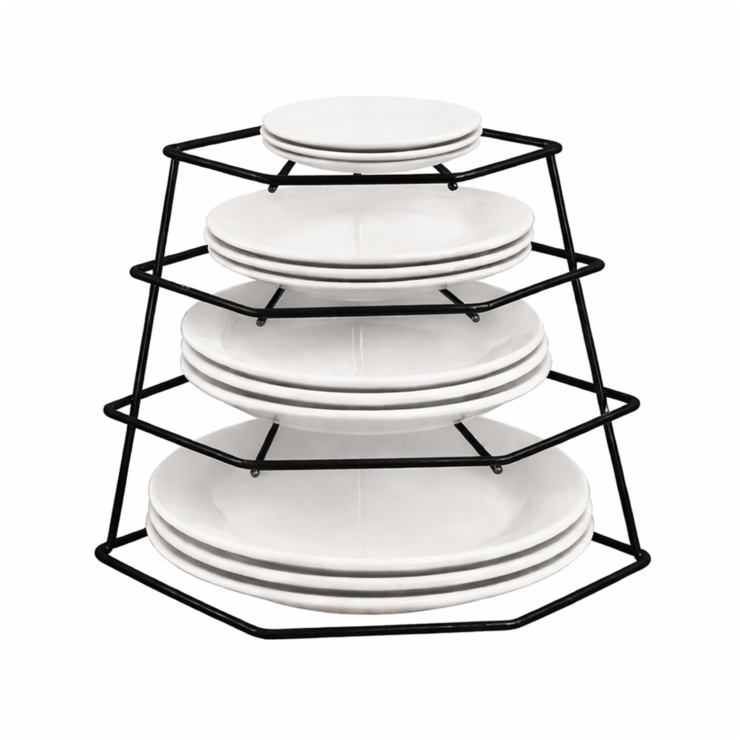 Greenfields Kitchen 4 Tier Corner Plate Rack Heavy Duty Kitchen Cupboard Storage Shelf Organiser Space Saving Dish Rack Stand for Plates Bowls Dishes Compact Countertop Cabinet Organiser