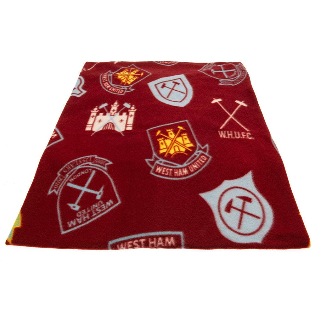 DreamTex West Ham History of Crest Reversible Decke Fleece Wurf - Super sanft bequem gemütlich für Kinder Jungen Fußballfans