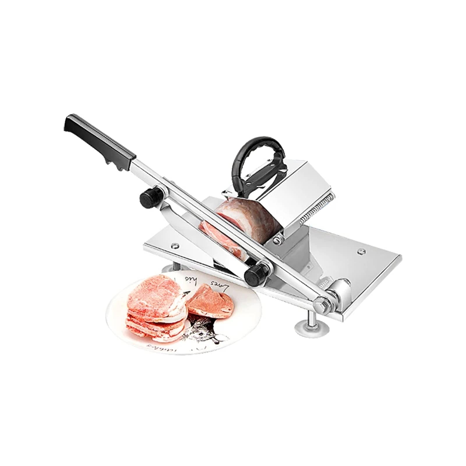 AYCDL Manual Meat Slicer Slicer Home Meat Machine Commercial Fat Mutton Roll Frozen Meat Grinder Planing Machine for Kitchen,Silver-45x17x33cm