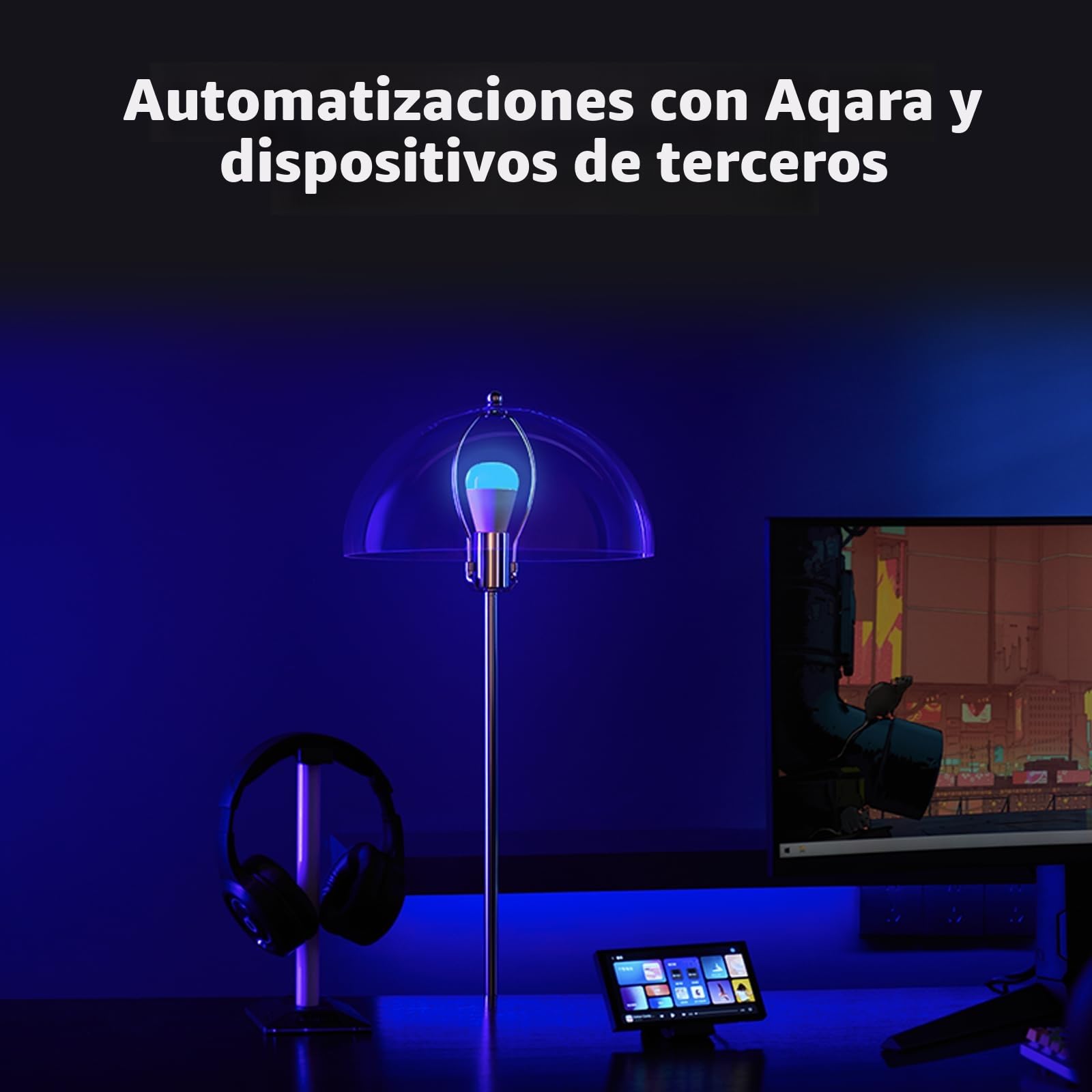 Aqara Bombilla LED T2 (E27, RGB CCT), Thread/Zigbee, Blanco Regulable | 2000K-9000K, Cambio de color RGB con 16 Millones de Colores, 75W Equivalent, Matter, Compatible HomeKit, Alexa, Google Home