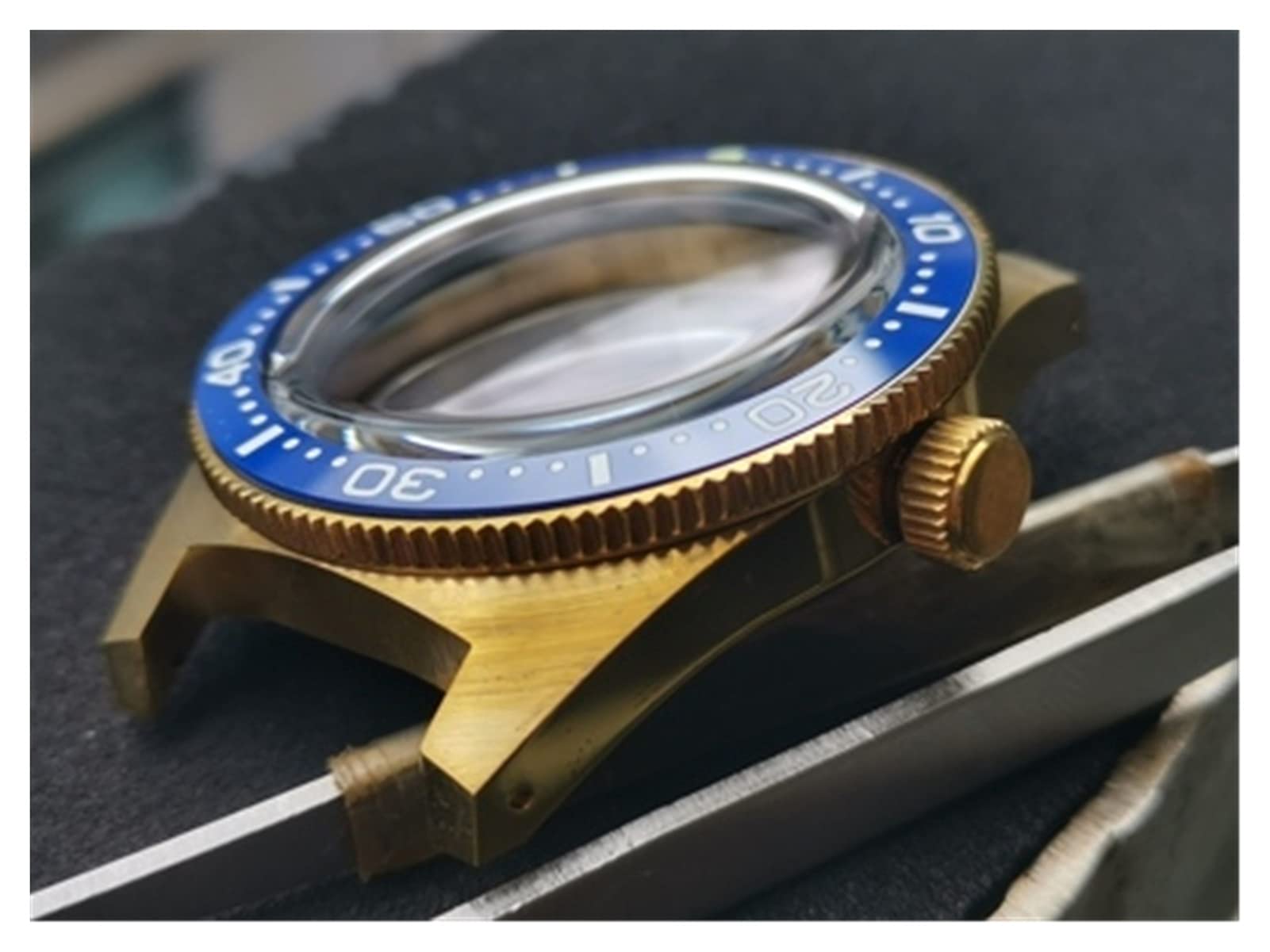 XUNLAN durable Bronze 62MAS Yuanzu Aluminum Bronze Case Adapted To Japan NH35A/NH36A Movement Refit Waterproof Hand Case 43.5mm Wearable (Color : Blue)