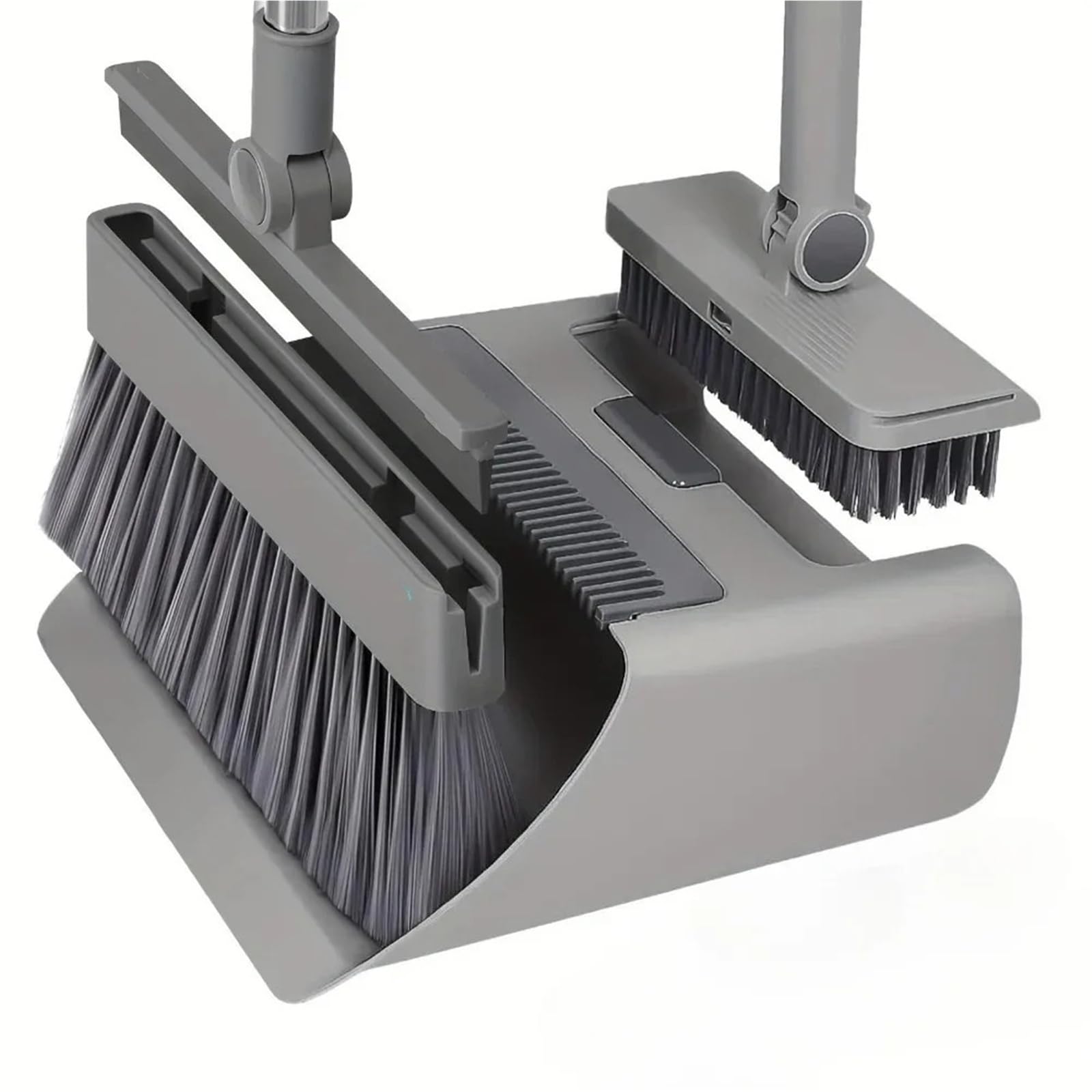 Juego De Escoba Y Recogedor Juego de Escoba y recogedor 4 en 1 Doble Uso for el hogar la Oficina con Cepillo Piso escobilla Goma Oculta for Limpieza Vidrio Grasa(Gray)