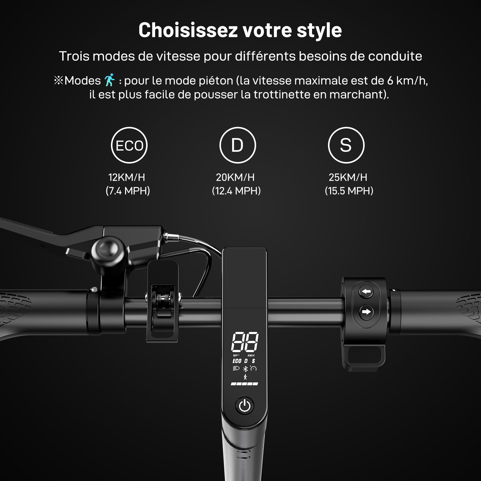 RCB Trottinette Électrique Adulte, Jusqu'à 25 km/h, Pneus Solides 8.5''-10'',300W-400W, 7.8-10.4Ah,Autonomie 23-35KM, Clignotants, Contrôle APP, Charge Max 120/150kg, Pliable Scooter,Double Frein