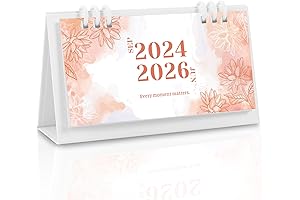 Mini Pink Desk Calendar 2024-2026