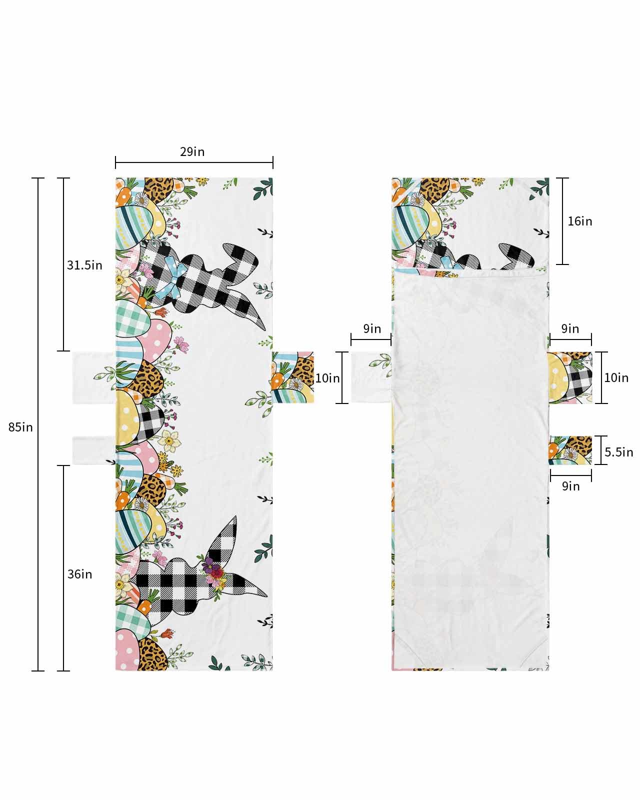 Black Plaid Bunny Easter Beach Lounge Chair Towel Cover, Soft Chaise Lounge Towel with Side Pockets Patio Pool Chairs Cover for Beach/Pool Sunbathing 29x85 Spring Floral Eggs Watercolor