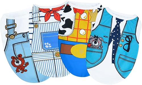 Sebaoyu Ropa para perros y niños Paquete de 4 camisas de verano para mascotas falsas chaleco de tirantes accesorios para cachorros ropa de malla