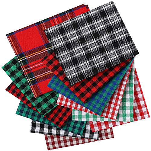 12 Telas a Cuadros de Búfalo de Navidad Tela de Navidad Tela de Algodón a Cuadros Grande de 19,5 x 15,7 Pulgadas para Costura DIY Decoraciones de Fiesta de Casa