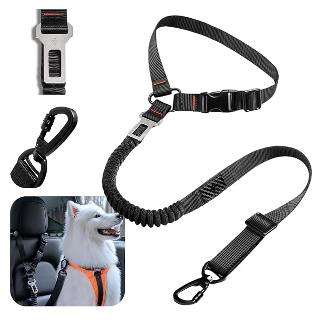 Spigen Cinturón Seguridad de Coche para Perros, Arnés de Coche para Perros con Elástico