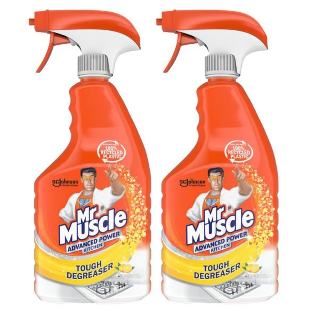 Mr Muscle Advanced Power Kitchen Cleaner Stainless Steel Tough Degreaser Citrus Scent 750ml 2 Pack with Welari Thank You Card | 2 Pack | 2 x 750ml