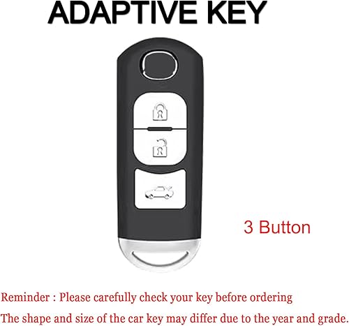 Miniatura 2 de HIBEYO Car Fob Cover for Mazda 2 3 3 Axela 5 6 6 Atenza 8 CX-3 CX-4 CX-5 CX-7 CX-9 MX-5 MX-5 Miata 3 Button Car Accessories Metal &Leather Key Case