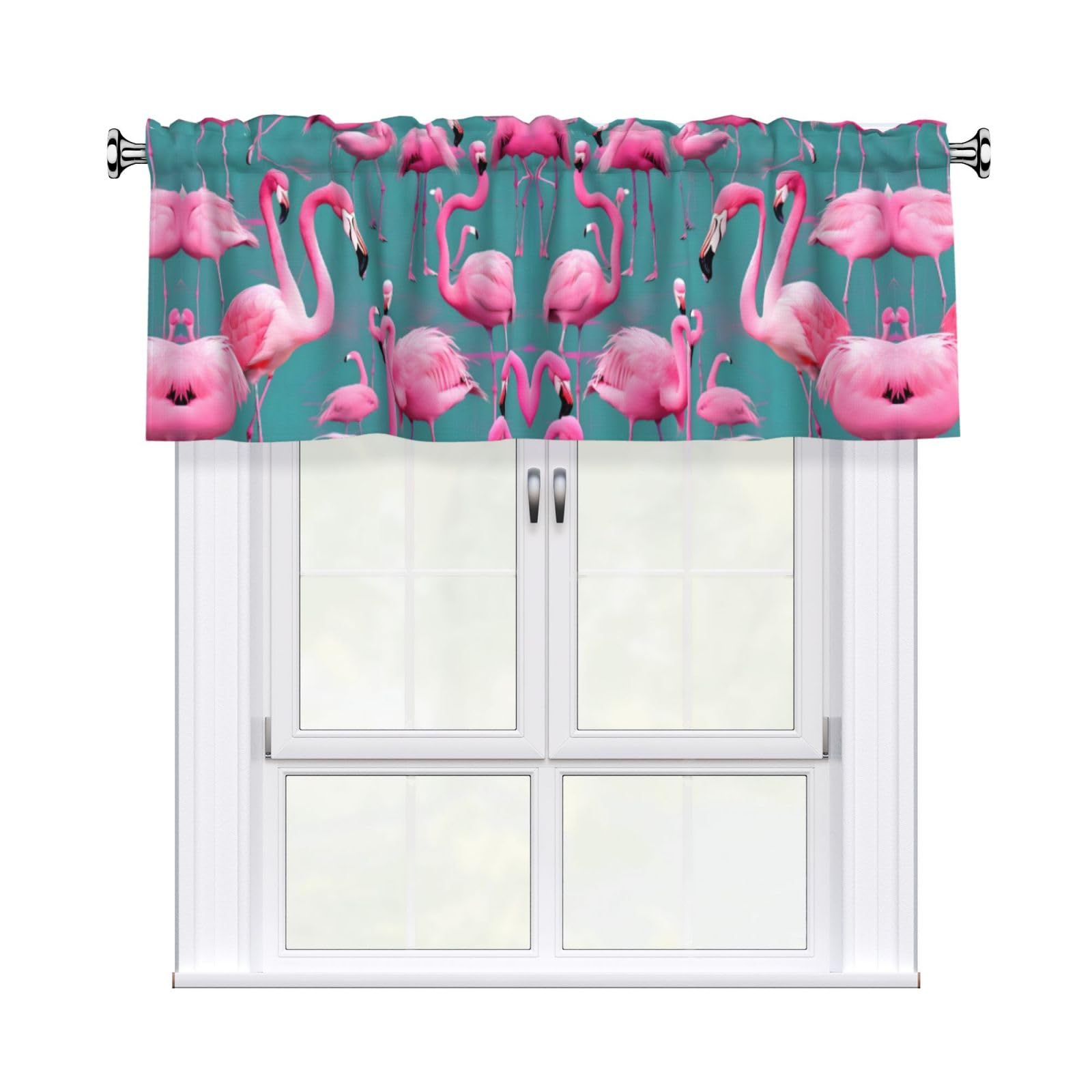 YYHHAOFA A flock of flamingos Prints Durable Kitchen Window Layer – 54x18 Inch 100% Polyester Valance with Precision Construction