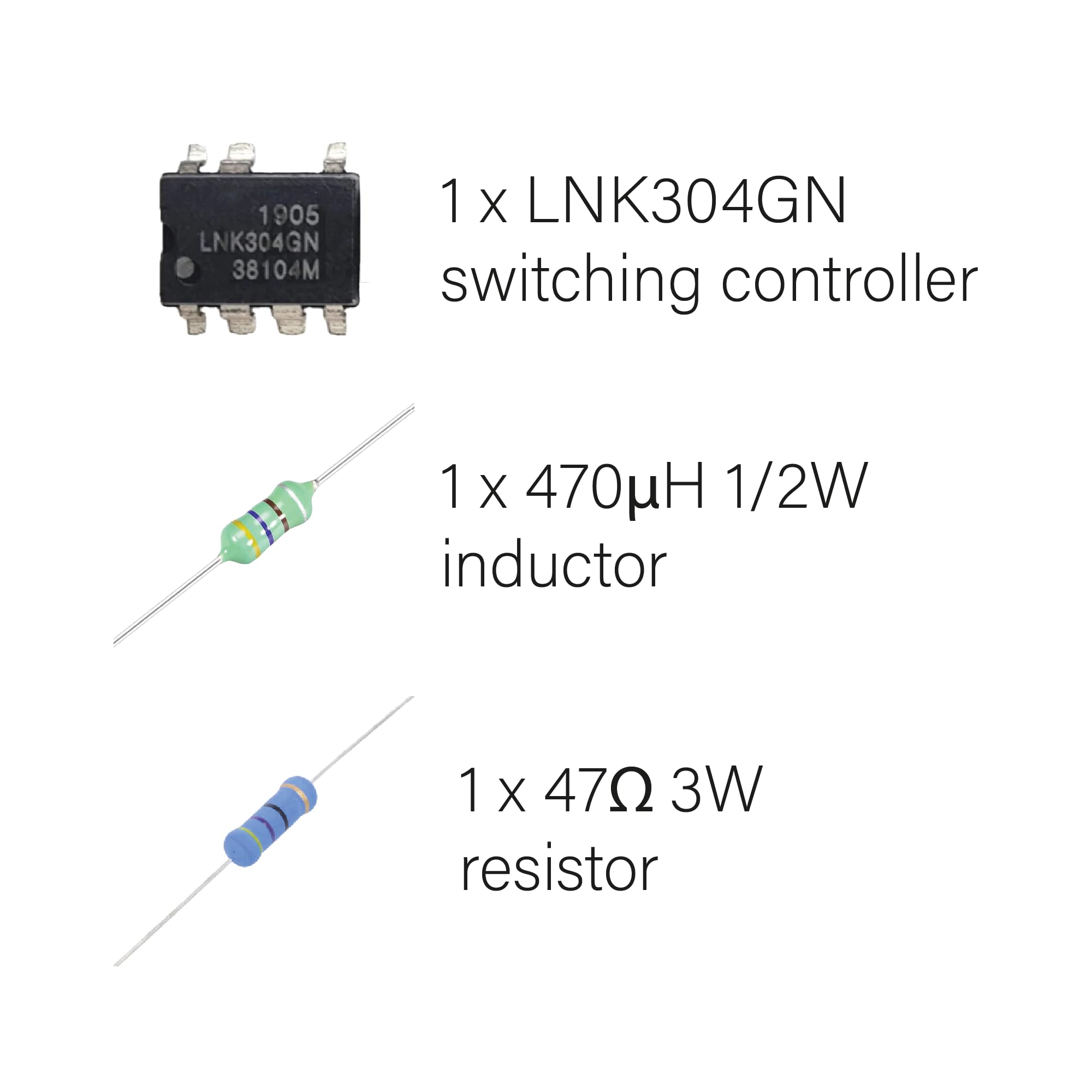 Kit riparazione LNK304GN LNK304G con resistore 47Ω 3W e induttore 470μH 1/2W
