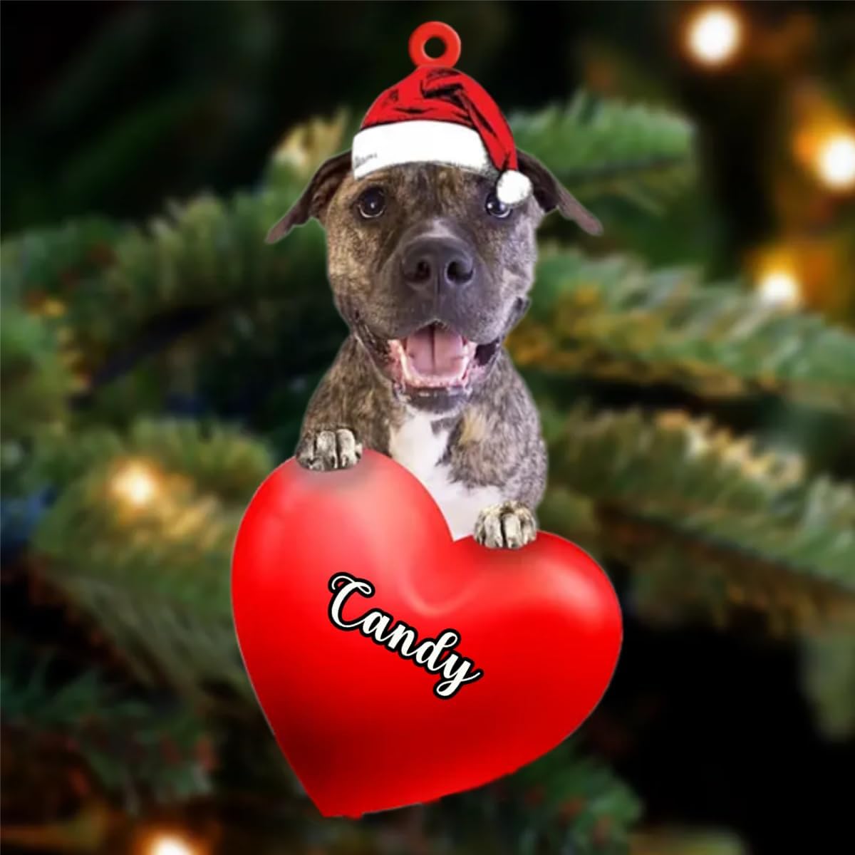 Amazon.com: Custom Pitbull Brindle Christmas Love Acrylic Ornament