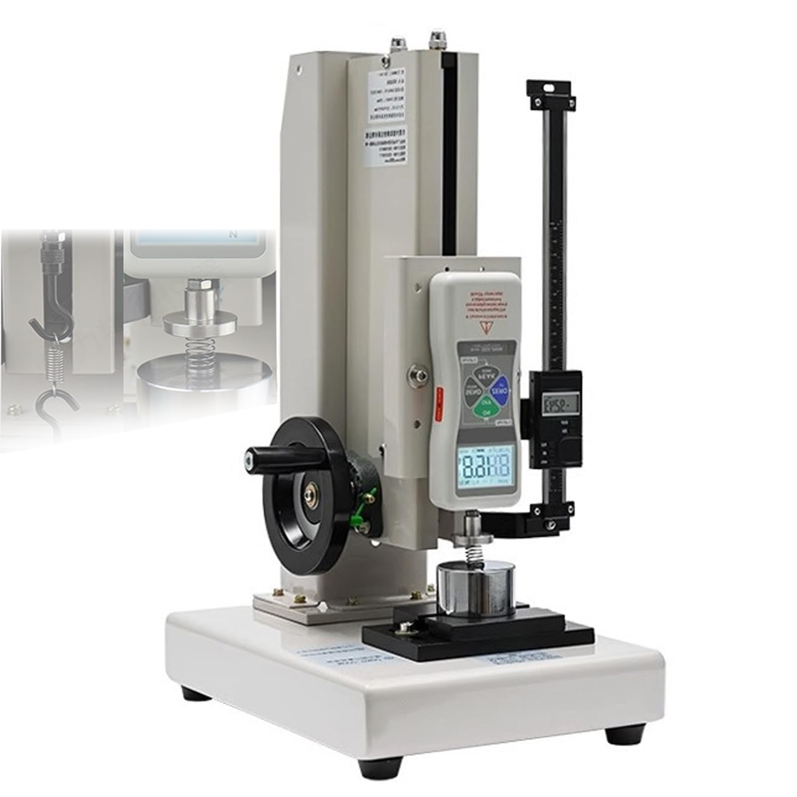 Dynamomètre Numérique avec Support, Banc D'essai Manuel À Commande par Volant, Course 200 Mm, Sortie USB, Unités N, Kgf, LB, pour Tests De Compression Et De Tension