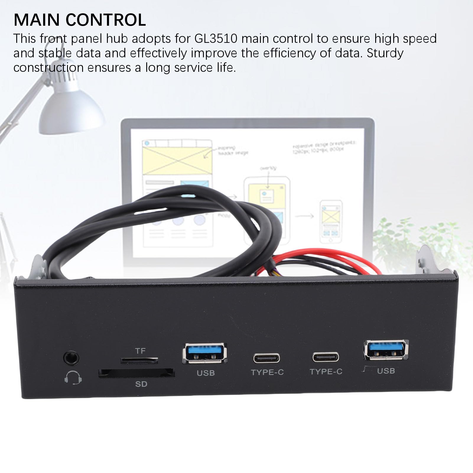 Sxhlseller 5.25 Inch USB3.2 Gen1 Panel Frontal Hub con 2 USB Tipo C y