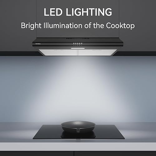 Miniatura 3 de Hermitlux Campana extractora para debajo del gabinete, campana de ventilación negra de 30 pulgadas con ventilador de escape de 3 velocidades,