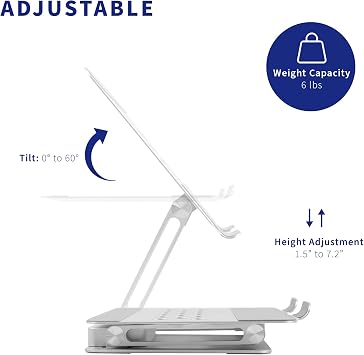 VIVO Universal 11 x 9 inch Height Adjustable Ergonomic Laptop Riser Docking Station with USB-C, USB-A, HDMI 4K60, DP 4K60, PD, RJ45, Tabletop Desk Stand Power Hub, Silver, STAND-V000LD
