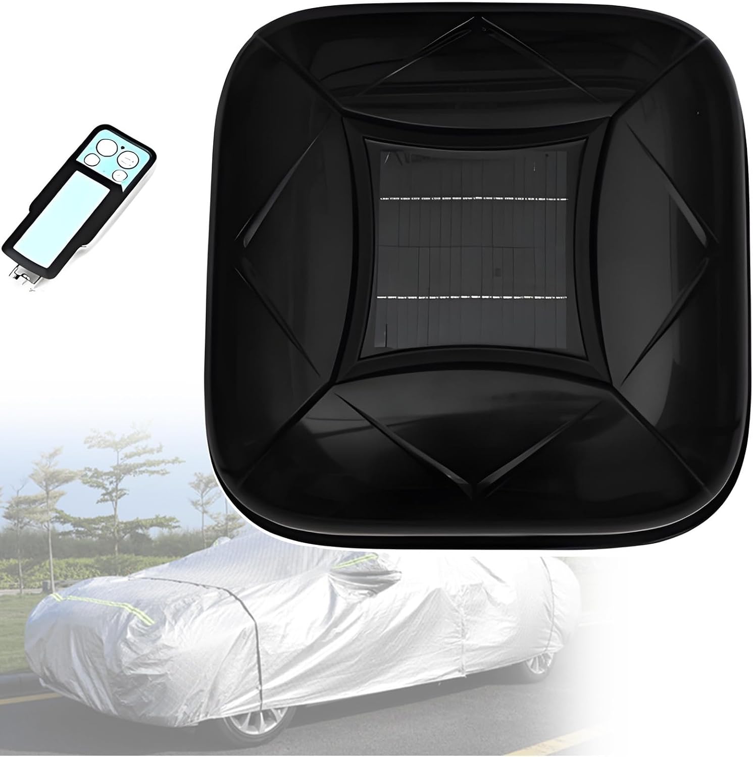 Car Cover Solar Charging, Smart Car Cover, Fully Automatic Outdoor Car, One-Key Retractable, Sun Protection and Rain, Fit for Sedan, MPV, SUV. YXXL-Black