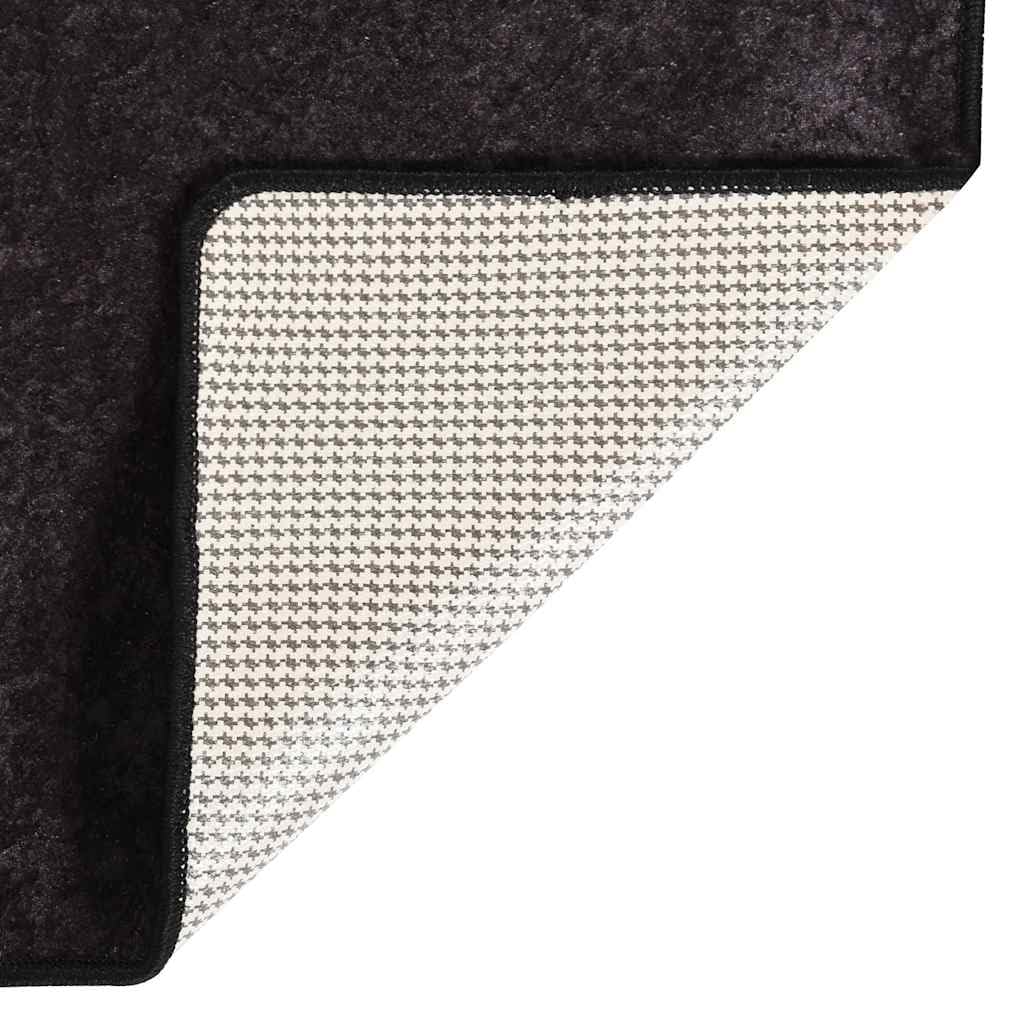 Tapis en velours lavable en machine - 80 x 150 cm - Avec dessous antidérapant pour isolation phonique et motif accrocheur - Anthracite