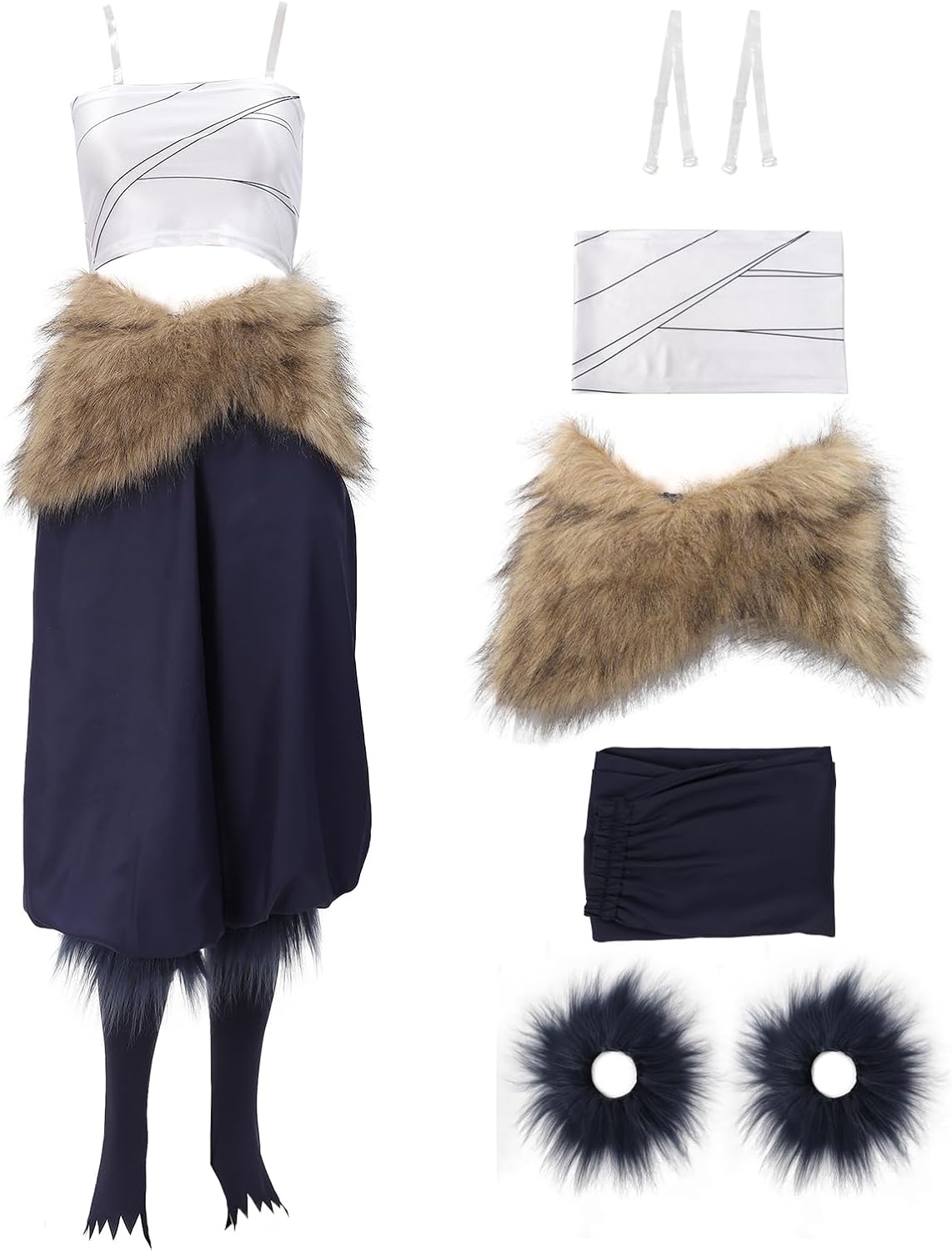 C-ZOFEK Women's Anime Cosplay Female Costume Tube Top Pants Apron for Halloween