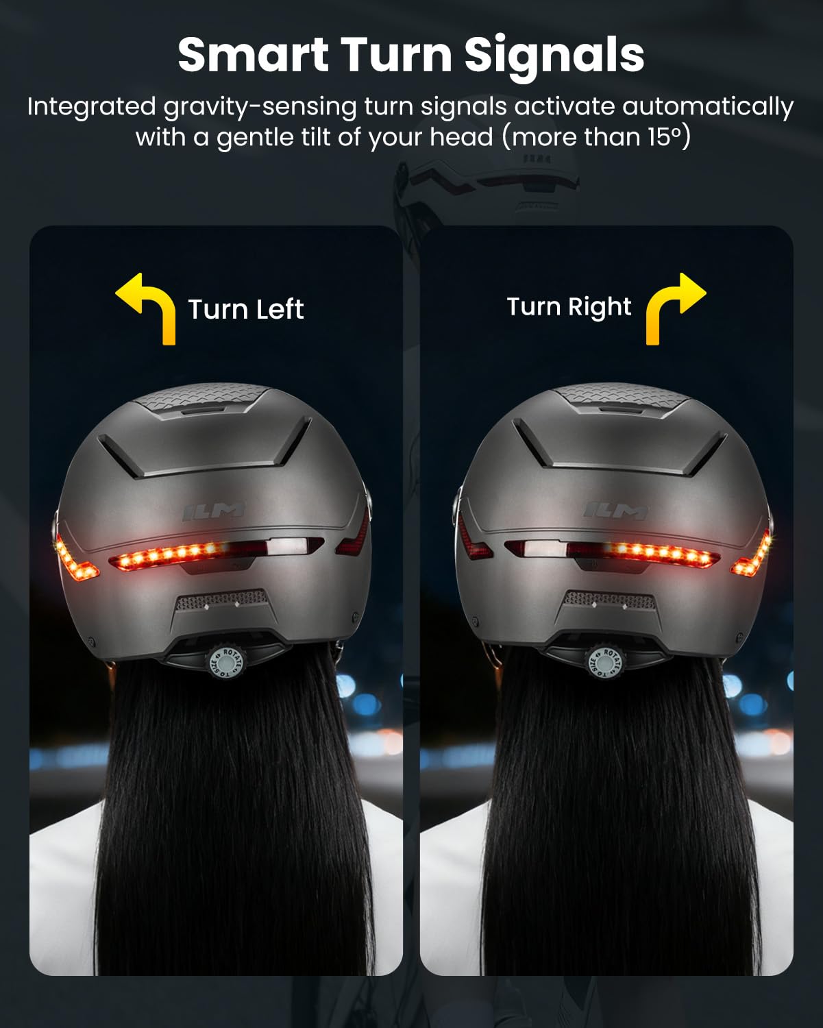 ILM Casco Patinete Electrico Adulto Casco Bicicleta Homologado NTA-8776 CPSC CE con Luz LED Intermitentes & Freno con Visera para Hombre Mujer Modello MB101L