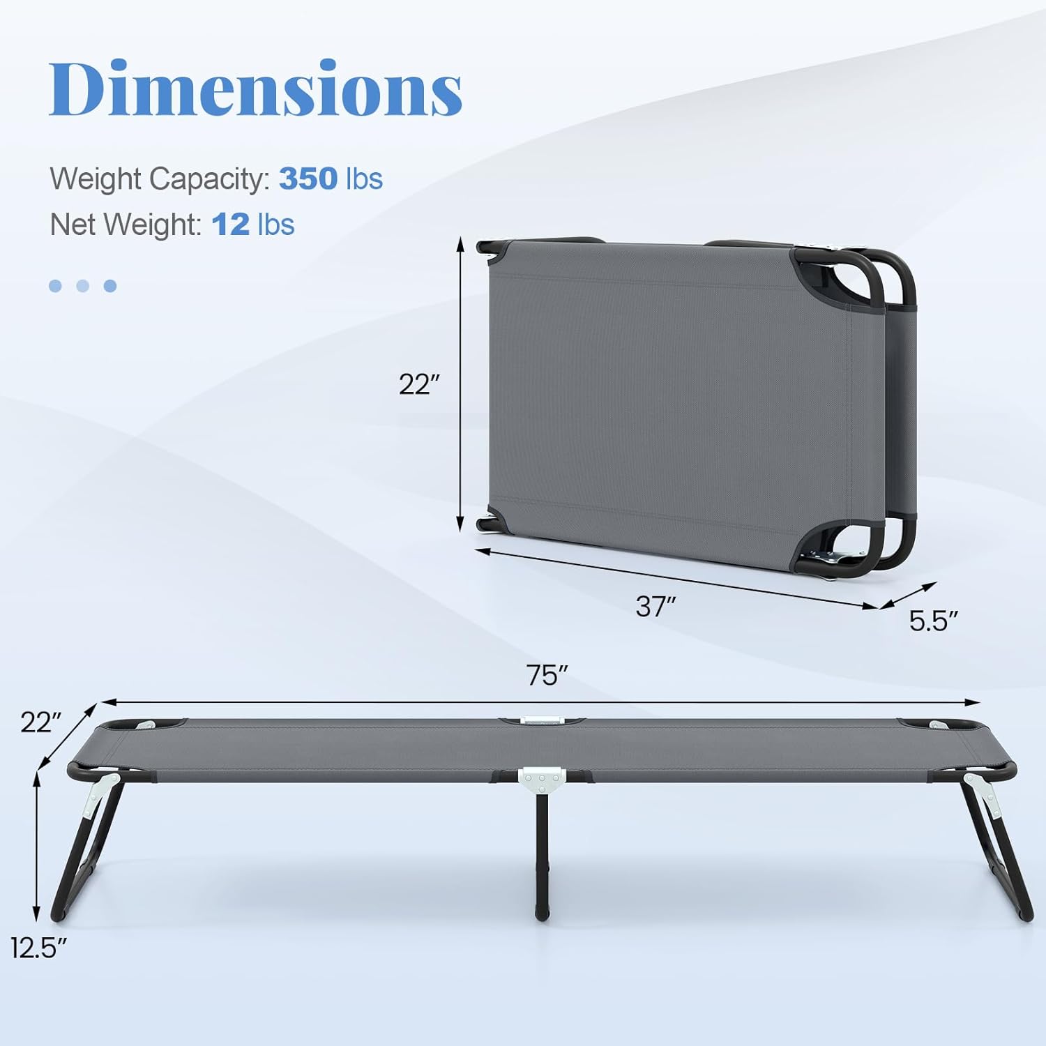 Goplus Folding Camping Cot, Heavy Duty Collapsible Foldable Camping Bed for Adults Kids with Non-Slip Foot Pad, Indoor Outdoor Portable Sleeping Cot for Hiking, Camping, Fishing