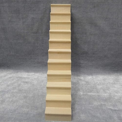 Miniatura 5 de Sewroro Muebles para casa de muñecas, escala 1, 12, escaleras en miniatura, cuerda de madera, escalones modelo DIY, mini escalera de madera sin