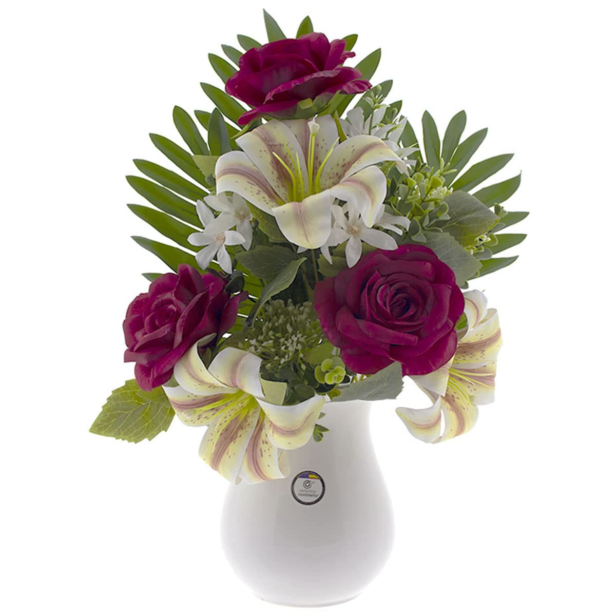 CERAMIC RAMBLEÑA | Decorative Vase | White Vase | Ceramic Vase | Vase Flowers | Vase for Cemetery | Bass | 14x14x17.5cm