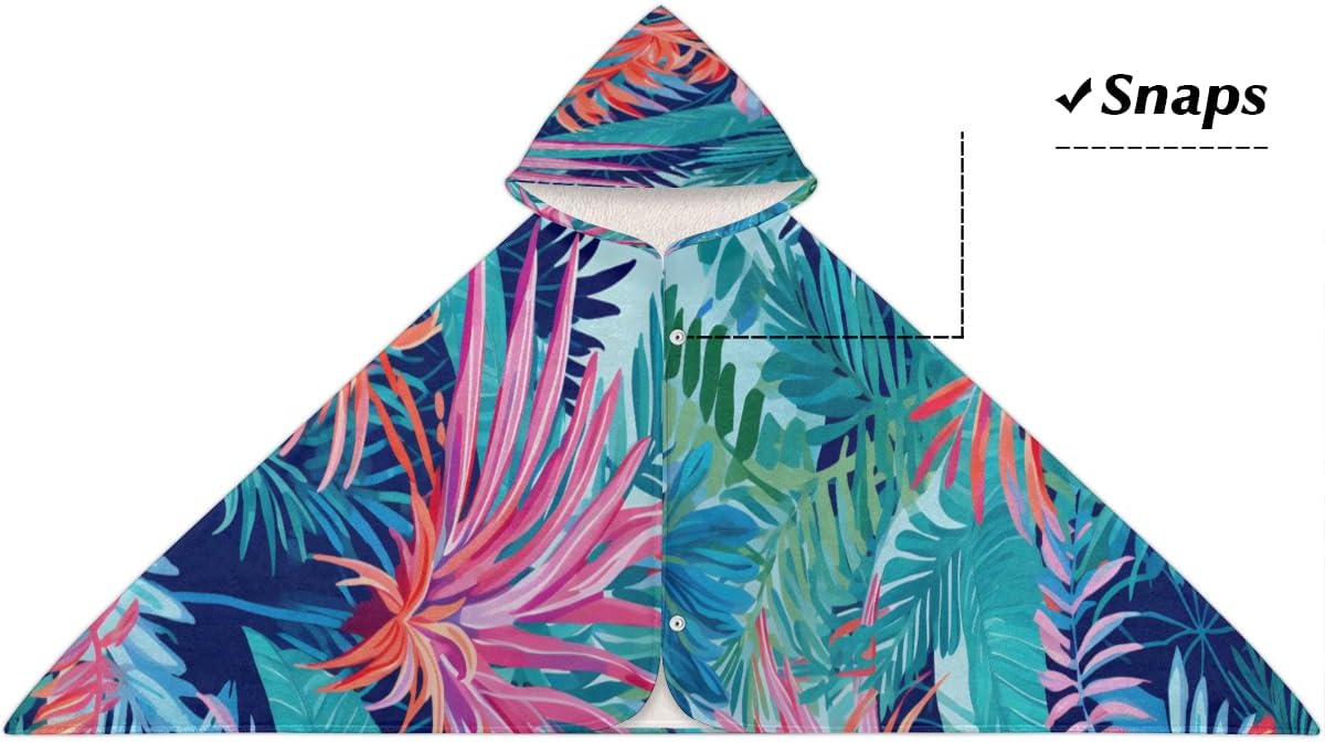 Pardick Kids Bath Towel Poppy Leaf Tropical Beach Towel with Hood Pool Cover Up for Girls Boys Soft Absorbent Hooded Bath Towel Toddler Towels for Beach, Pool