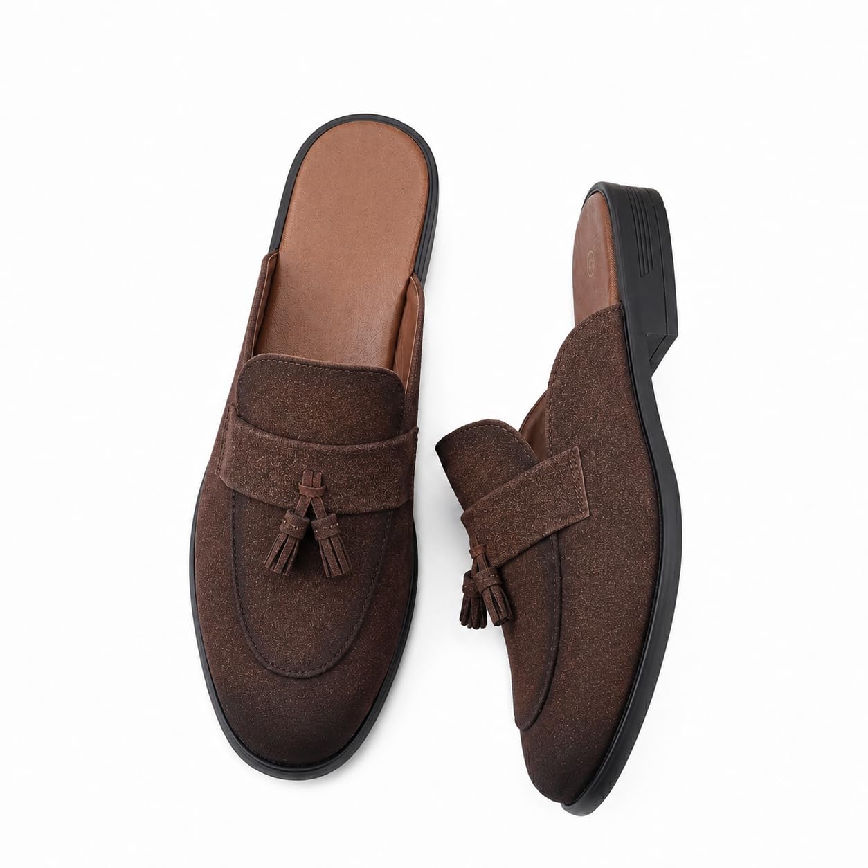 bxxy Men's Office and Outdoor Wear Slip On Backless Mules and Semi Formal Loafers for Men with Suede Material & Lighweight Sole.-picture-35