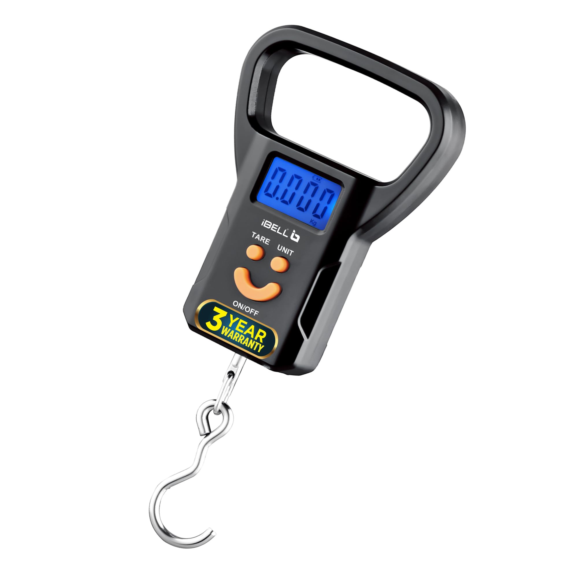 iBELL LS520M Luggage Weighing Scale, Portable, 50 KG, Hook Type with Digital LED Screen, Tare Function, Auto Power off, Data Look Function, Over Load & Low battery Indicator (Black)