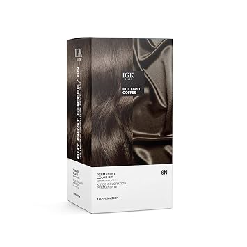 IGK Permanent Hair Dye Color Kit, But First Coffee 6N, Light Natural Brown