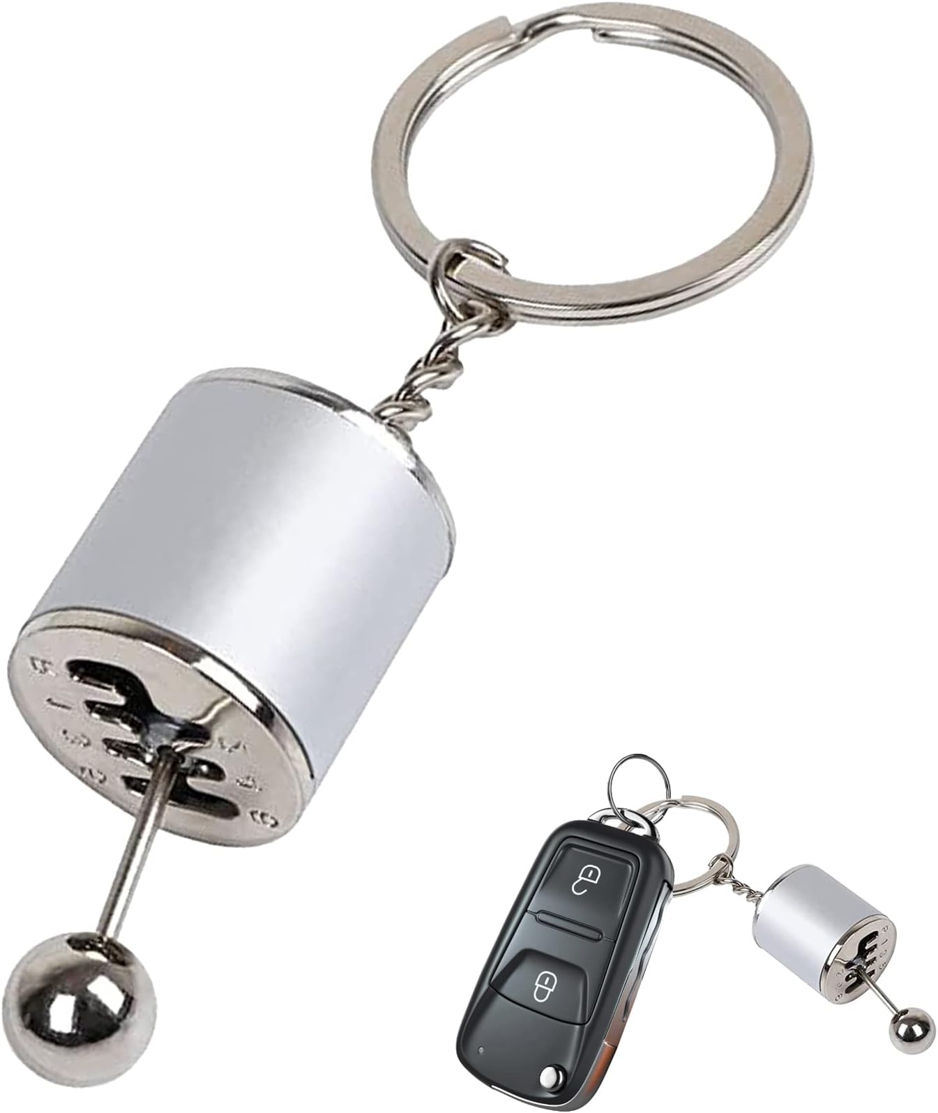 1pcs Car Shifter Keyring,Creative Auto Gear Shifter Model Keychain,Car Shift Shaped Metal Alloy Key Rings,Manual Transmission Racing Tuning Model Man Keychain Gift Car Accessories Pendant(sliver)