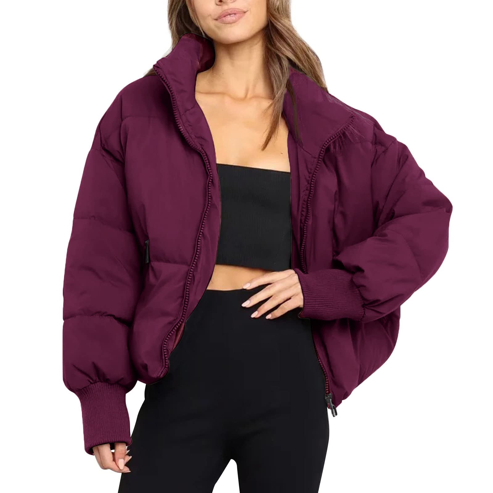 Jacke Teenager Mädchen - Puffer Jacke Kurz Schwarz Winter Warm Gesteppte Dicke Winterjacke Warm Ubergangs Damen-Jacken Outdoor Langarm-Baumwolljacke Jacken Für Teenager Mädchen Herbstjacke