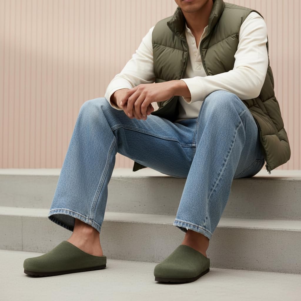 CUSHIONAIRE Heath Genuine Suede Leather Mens Clogs with Memory Foam Comfort, Easy Slip On Slides for Men - Image 3