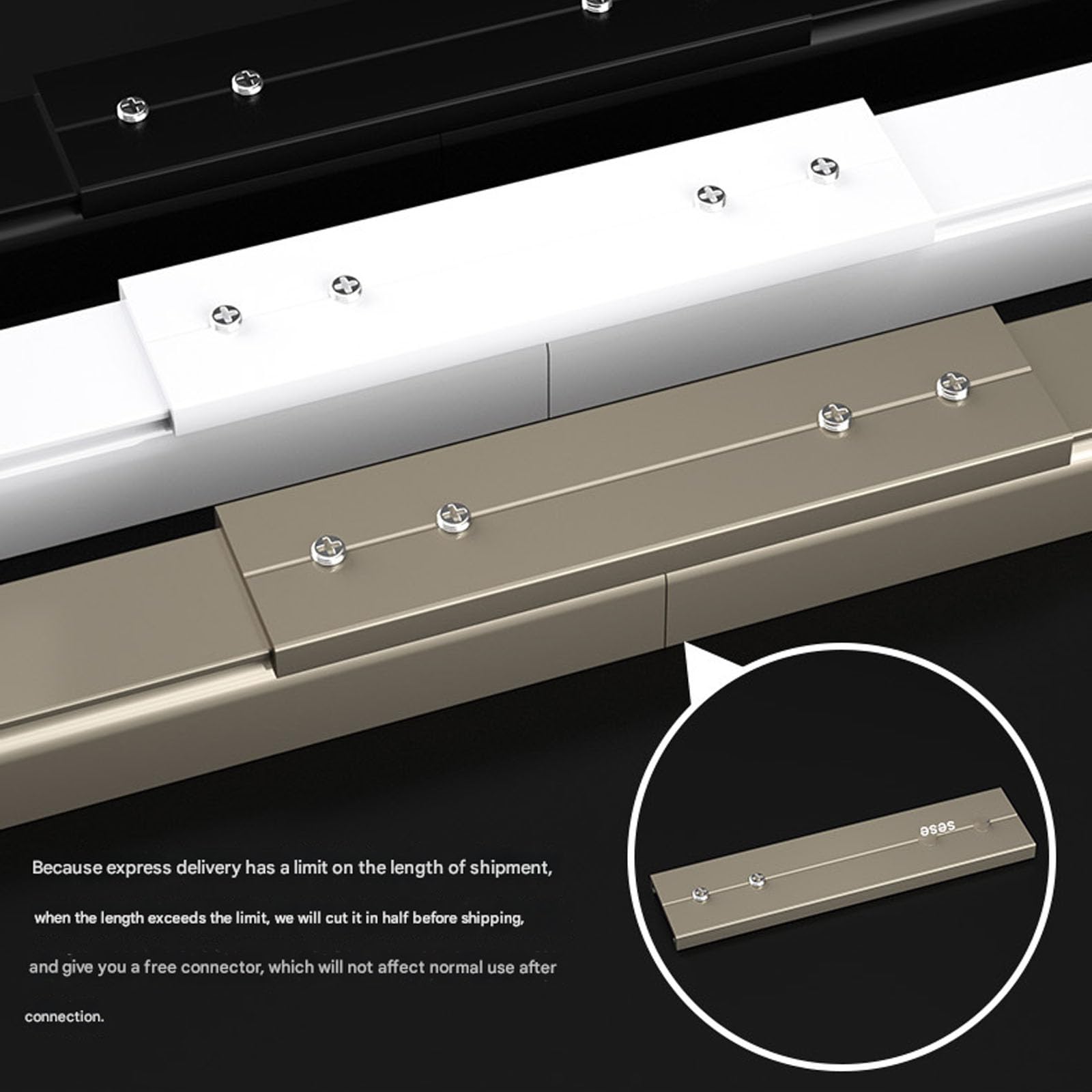 Aluminiowy system karniszy jednotorowych 150 cm, wstępnie nawiercony uchwyt ścienny/sufitowy z haczykami, metaliczny rozdzielacz do zasłon i zasłon