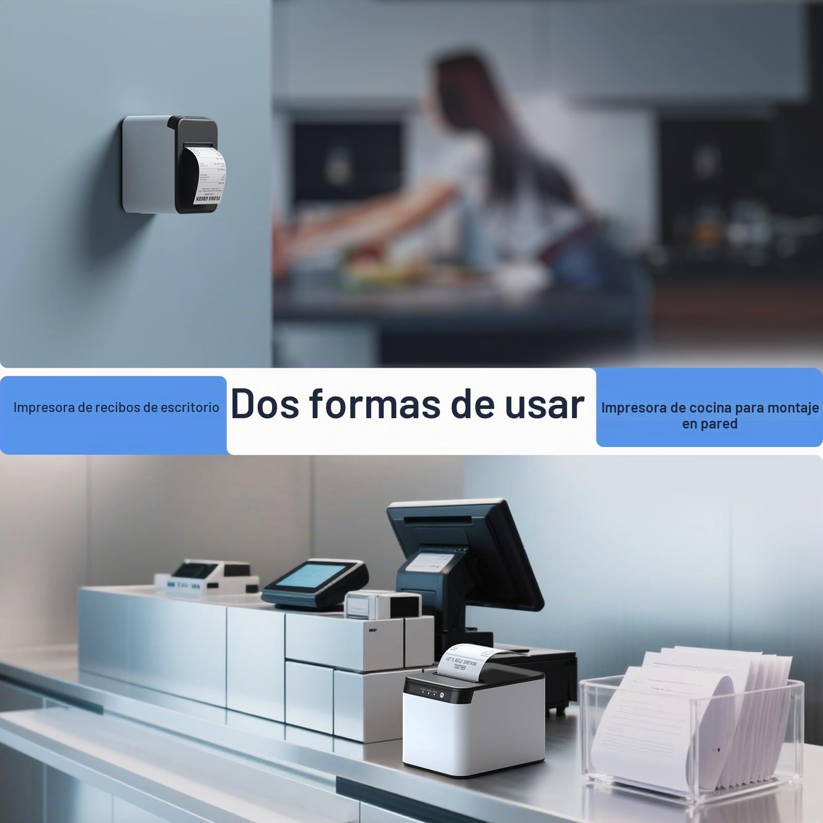 Bisofice Impresora Tickets termica 80mm, Impresora de Ticket con conexión USB+LAN, Compatible con Comando ESC/POS para restaurantes, supermercados, Comercio
