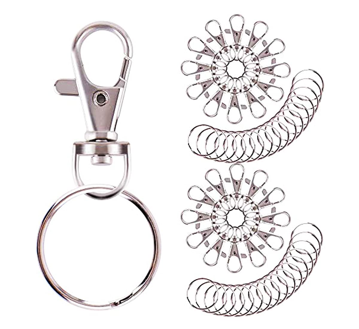 DIY Crafts Pack Of 25 Pcs, Silver, Swivel Clasps Lanyard Snap Hook Lobster Claw Clasp & Keychain Rings for Hanging Nail Files, Label Tags, Foldable Scissors, K (Pack Of 25 Pcs, Silver)