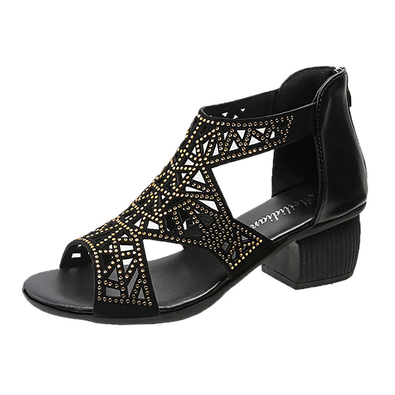 Willbestwomens Sandals Mid Low Heels Sparkly Diamante Shoes For Ladies | UAE - View #9